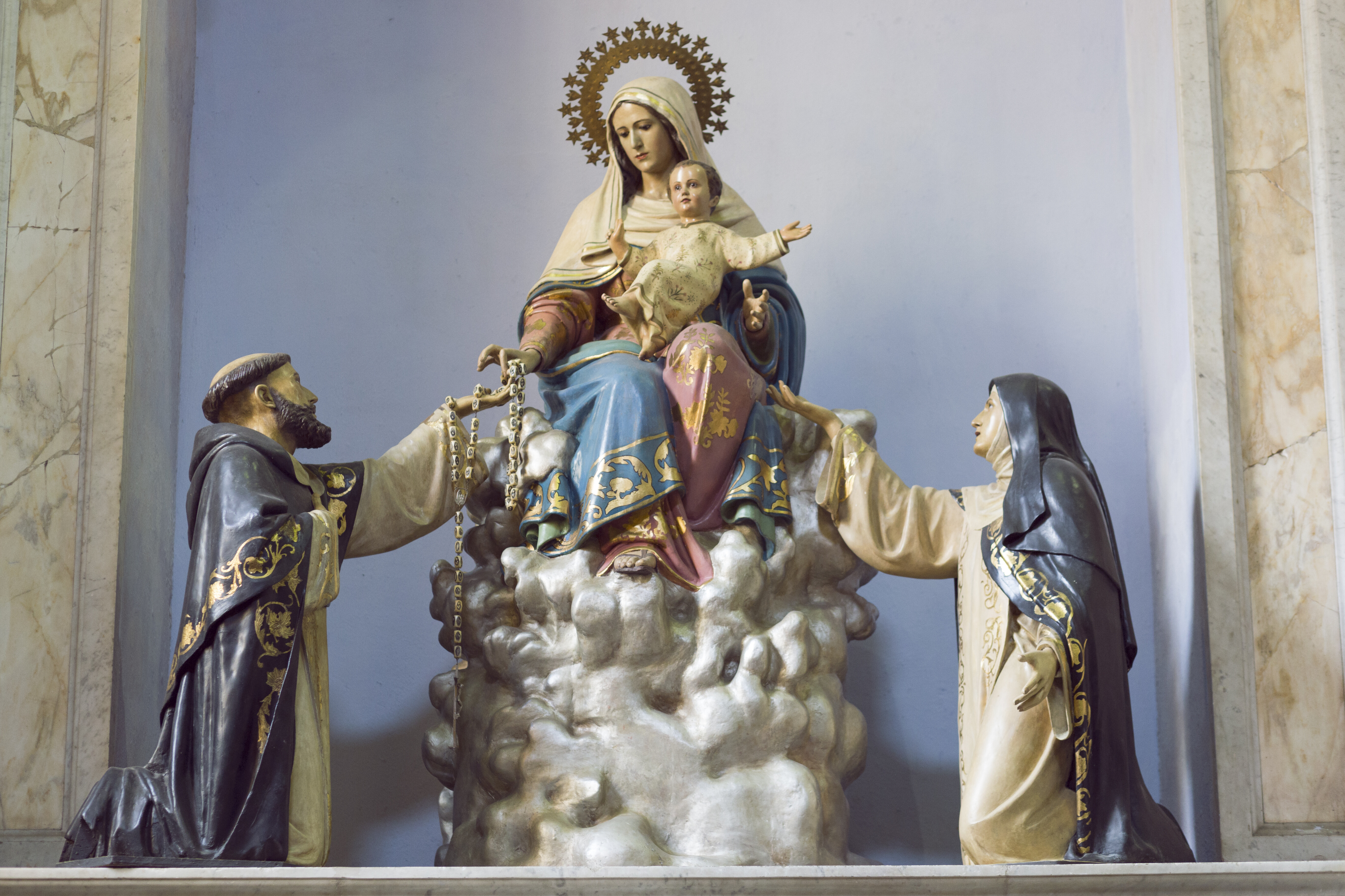 Triptyque Dévotion En Bois Notre-Dame De Pompéi - Fabriqué En Italie - Dorures à Chaud - 6x9 Cm